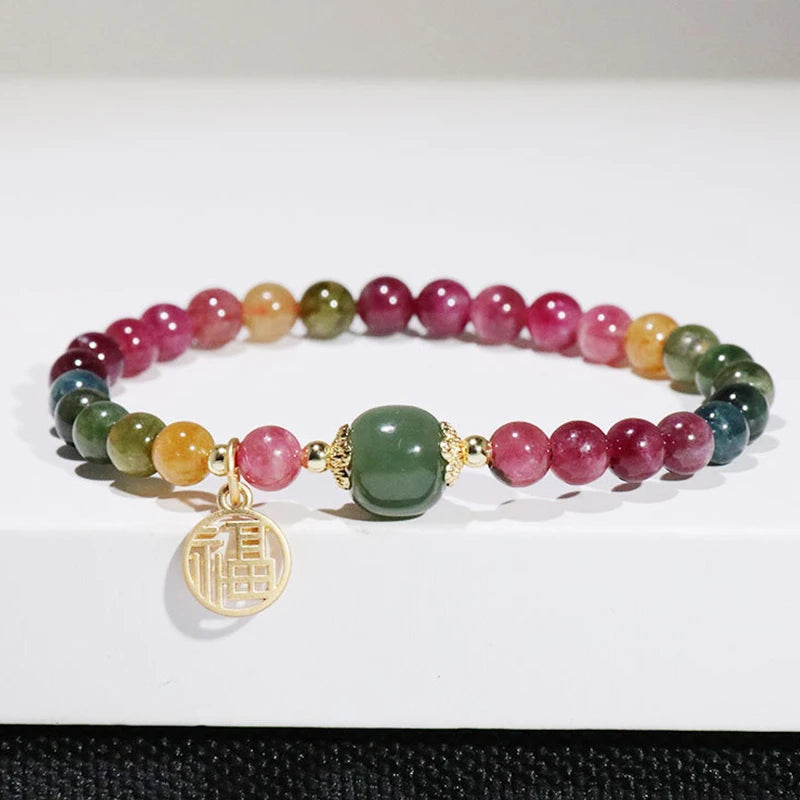 Natural Crystal Stone Beaded Bracelets for Women Anti Anxiety Healing Energy Money Wealth Prosperity Abundance Luck Feng Shui