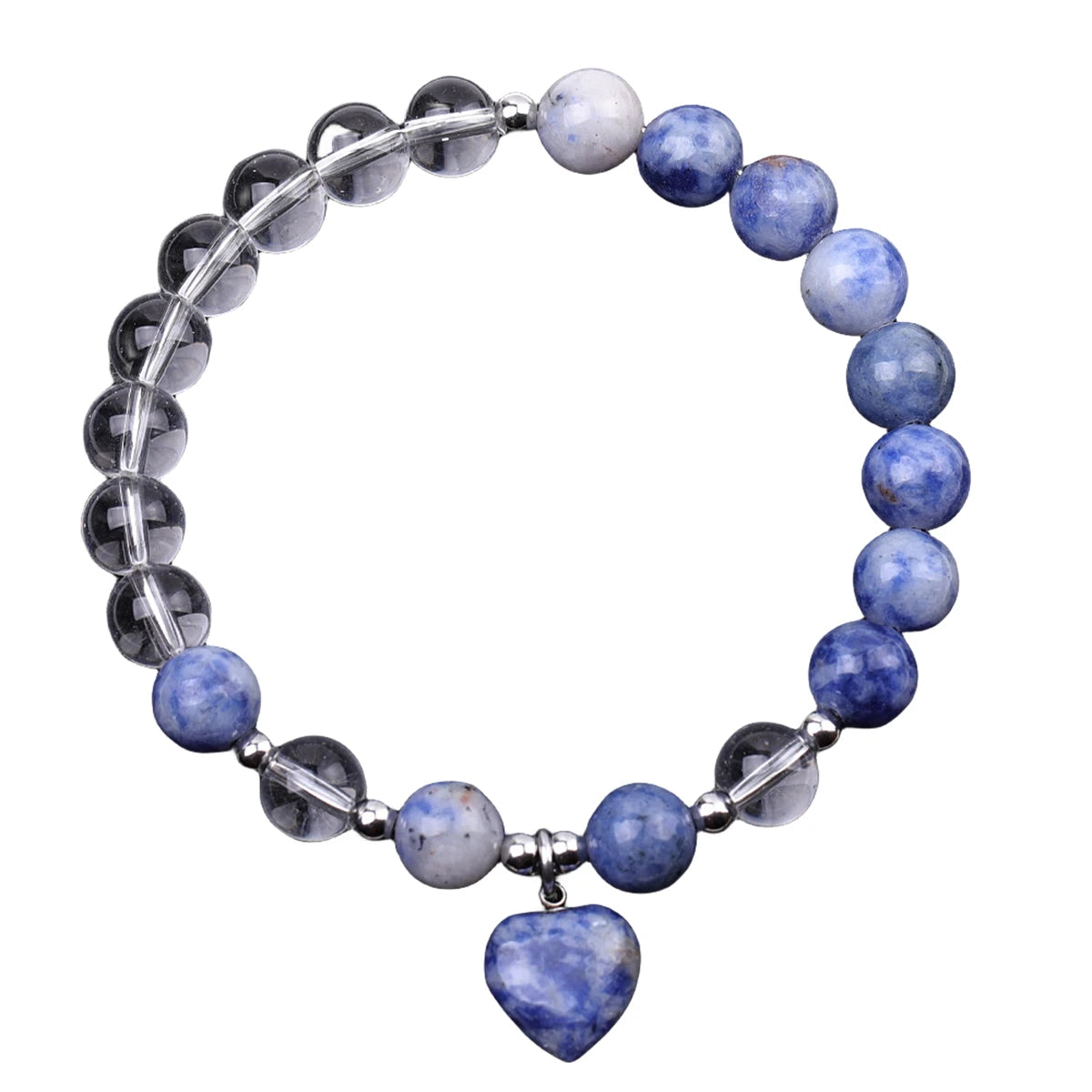Sodalite Hot Sale  Jewelry 8MM Crystal Stone Heart Cut Beads Energy Bracelets for Girls Elastic Bracelets for Friendship Gift