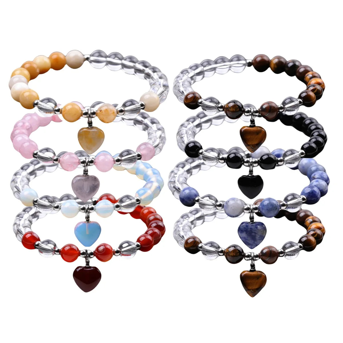 Sodalite Hot Sale  Jewelry 8MM Crystal Stone Heart Cut Beads Energy Bracelets for Girls Elastic Bracelets for Friendship Gift