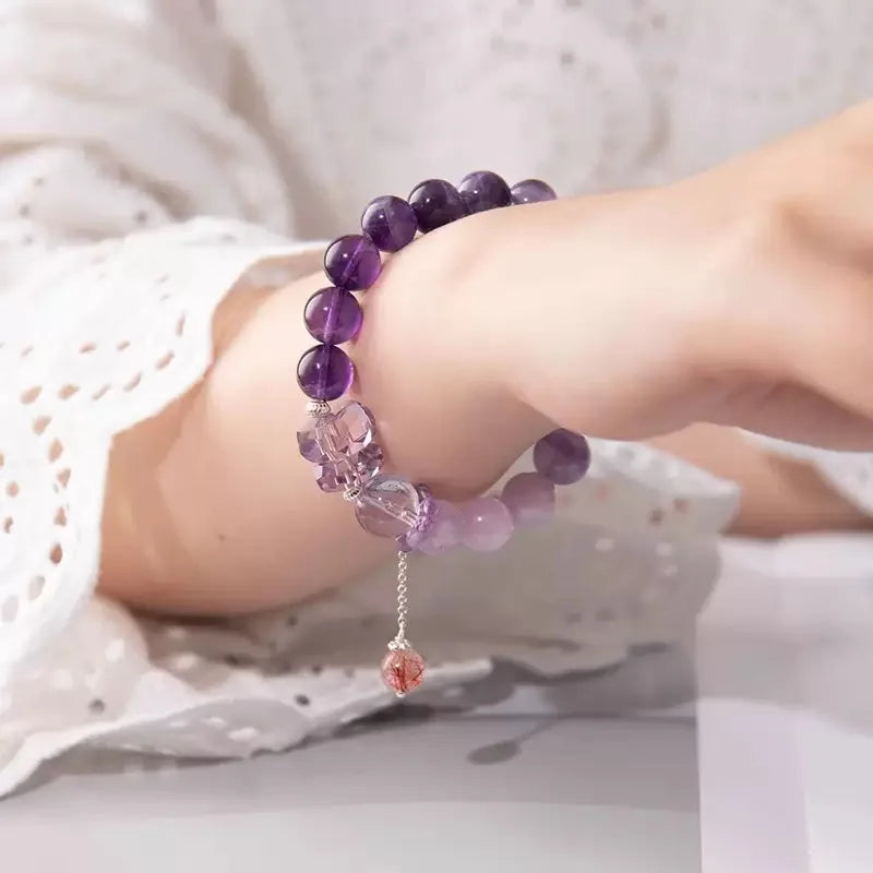 Nine Purple Fire Multi Treasure Crystal Bracelet Feng Shui Style Crystal Crafts