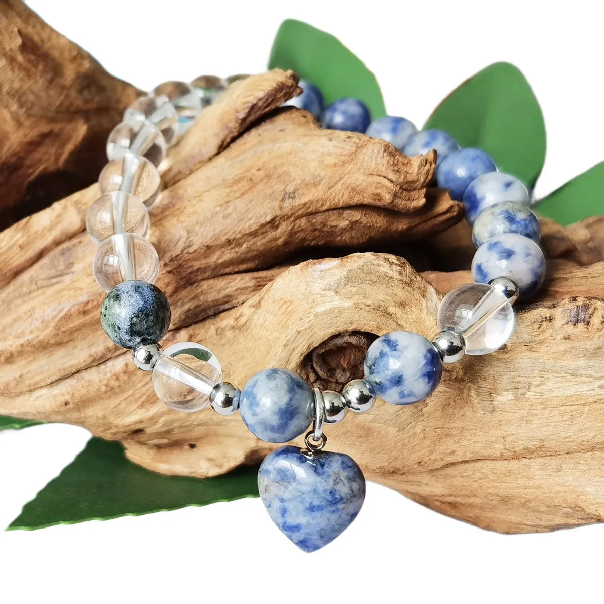 Sodalite Hot Sale  Jewelry 8MM Crystal Stone Heart Cut Beads Energy Bracelets for Girls Elastic Bracelets for Friendship Gift