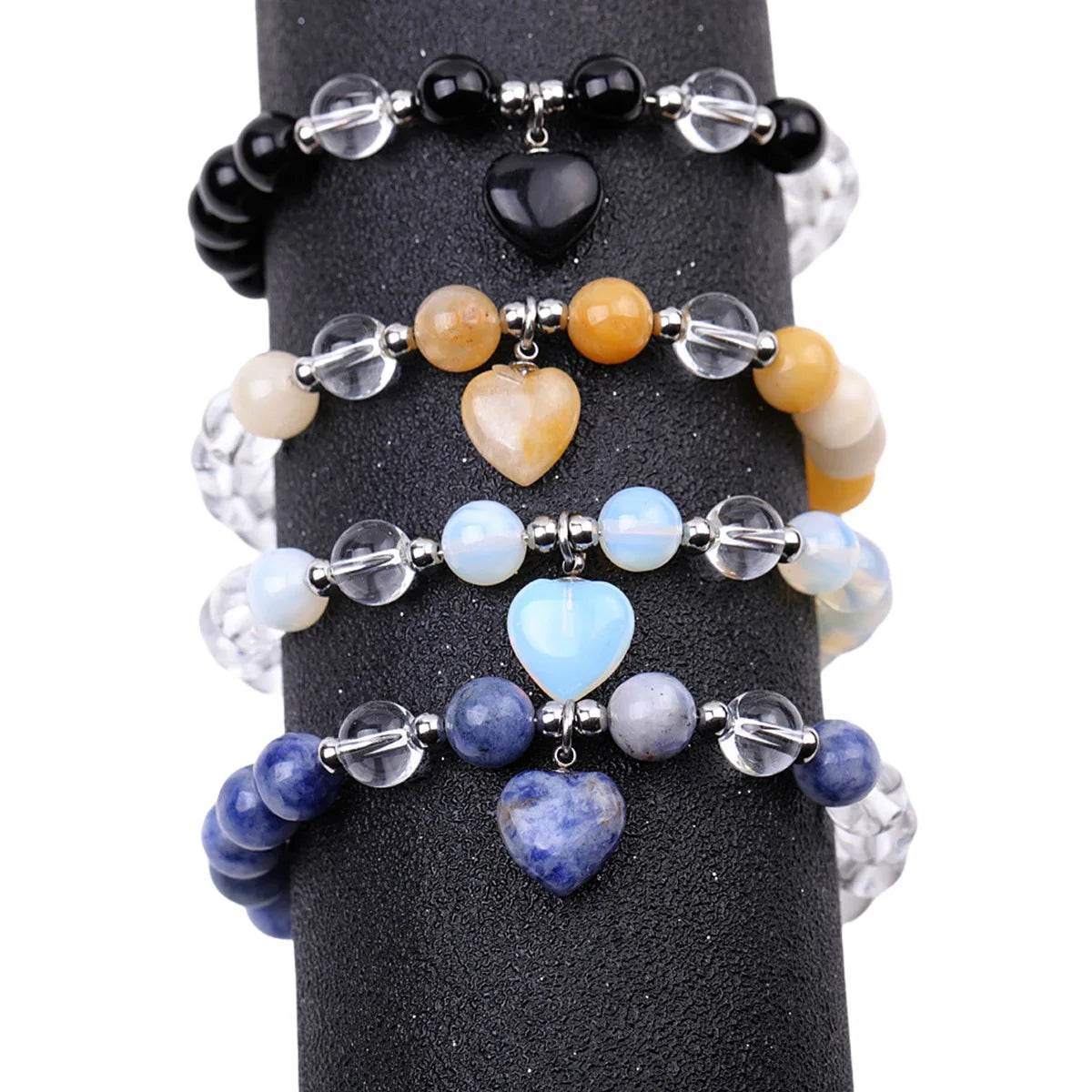 Sodalite Hot Sale  Jewelry 8MM Crystal Stone Heart Cut Beads Energy Bracelets for Girls Elastic Bracelets for Friendship Gift