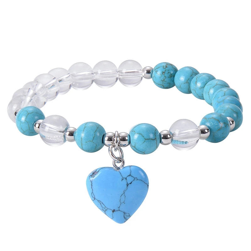 Sodalite Hot Sale  Jewelry 8MM Crystal Stone Heart Cut Beads Energy Bracelets for Girls Elastic Bracelets for Friendship Gift