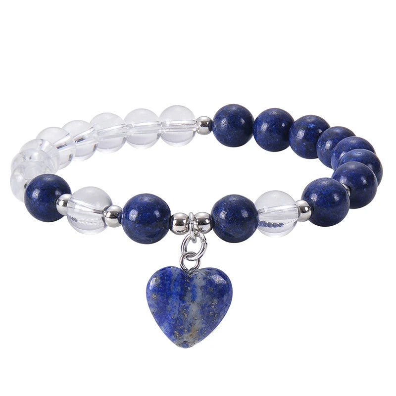 Sodalite Hot Sale  Jewelry 8MM Crystal Stone Heart Cut Beads Energy Bracelets for Girls Elastic Bracelets for Friendship Gift