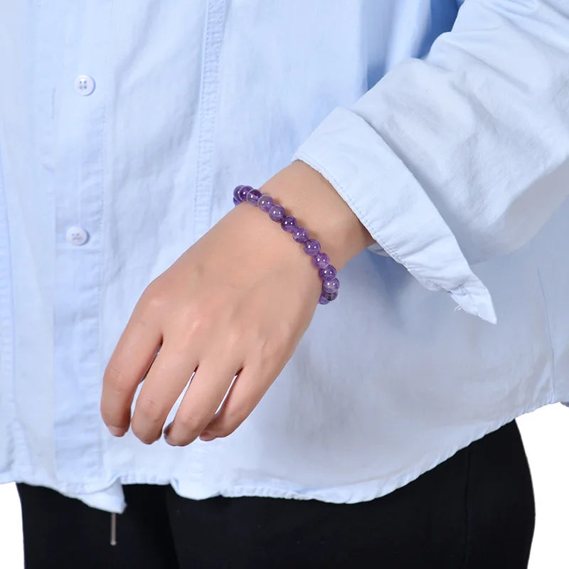 Natural Stone Beaded Bracelets With Card 8mm Apatite Amethysts Carnelian Tiger Eye Stone Stretch Bracelets For Women Men Jewelry