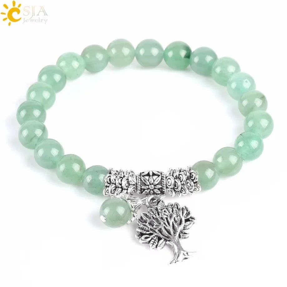 Natural Stone Beads Bracelet for Women Heart Charm Amethysts Crystal Quartzs Tiger Eye Elastic Bangles Reiki Jewelry Gift H543