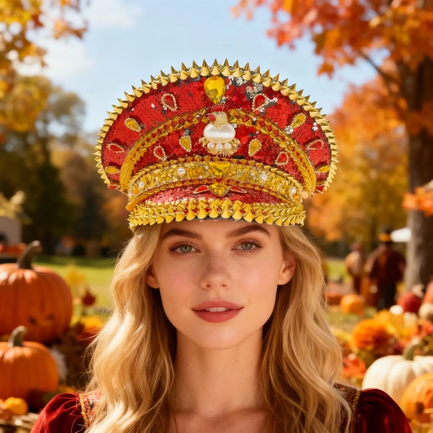 HongLuan Carnival Disco Steampunk Captain Hat Rhinestone for Music Festival Woman, Rave Festivals Accessories ＆ Party Caps Man