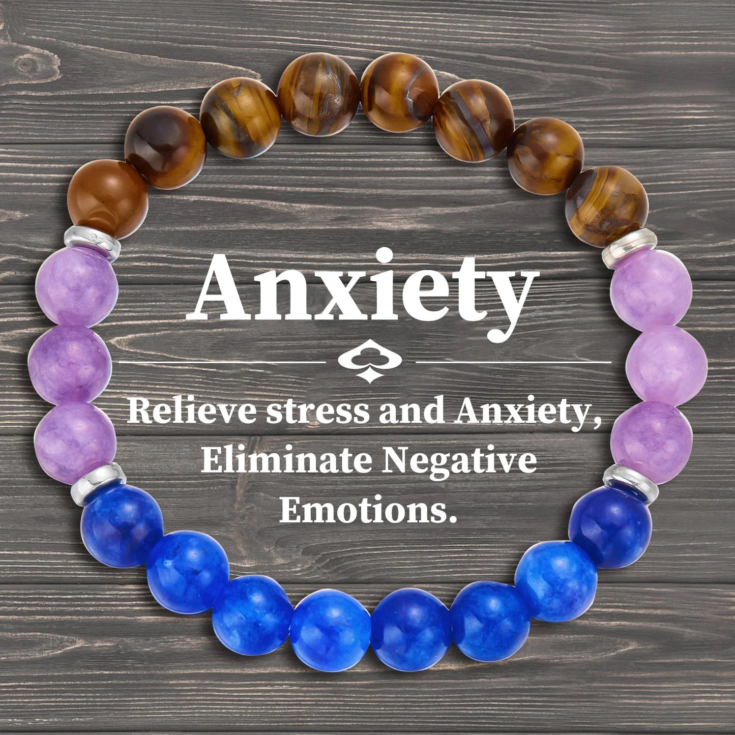 Classic Natural Stone Relieve Stress Anxiety Bracelet for Women Attract Good Luck Protection Tiger Eye Beads Bangles Jewelry