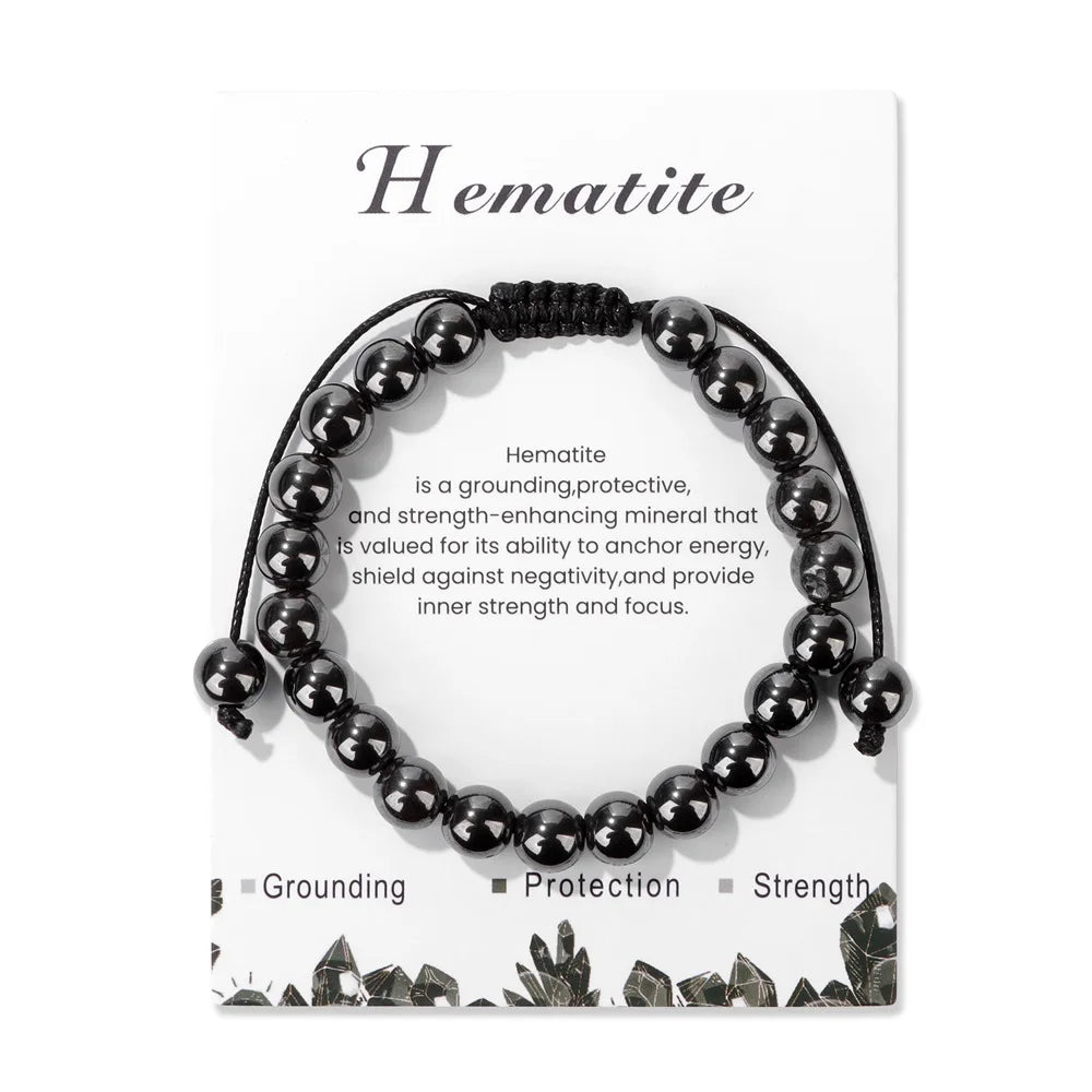Adjustable Healing Amethysts Bracelets For Women Men Natural Stone 8mm Beads Braided Bracelet Stress Relief Anxiety Jewelry
