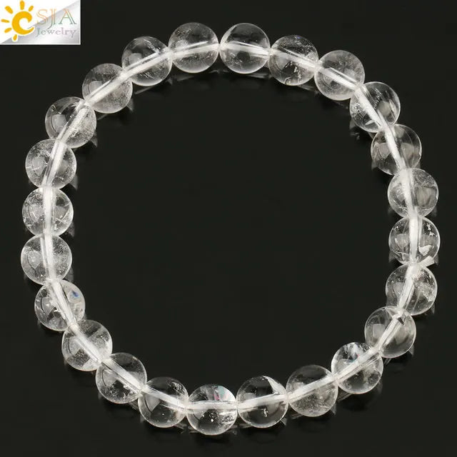 CSJA Women's Natural Stone Crystal Bracelet Love Heart Beaded Sodalite Tiger Eye Rose Quartz Amethyst Friendship G909 ﻿