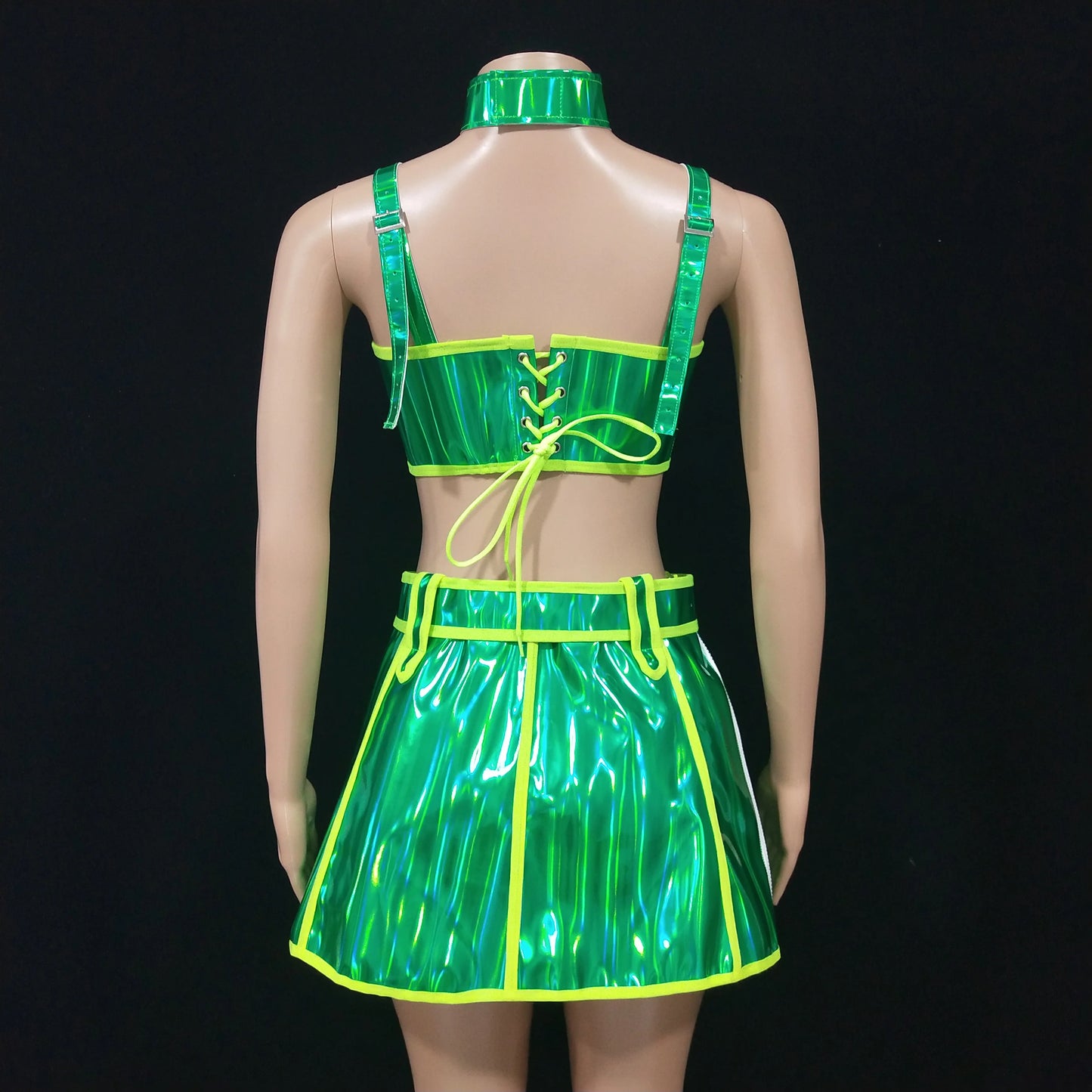 Club Party Carnival Rave Outfit Pink Laser Tops Skirt Team Stage Wear Nightclub Gogo Dancer Costume Festival Performance Clothes