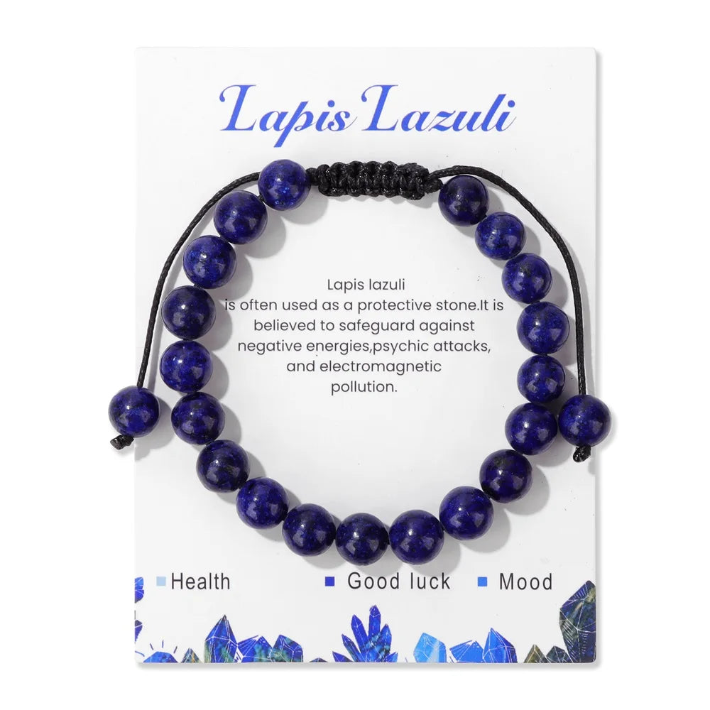 Adjustable Healing Amethysts Bracelets For Women Men Natural Stone 8mm Beads Braided Bracelet Stress Relief Anxiety Jewelry