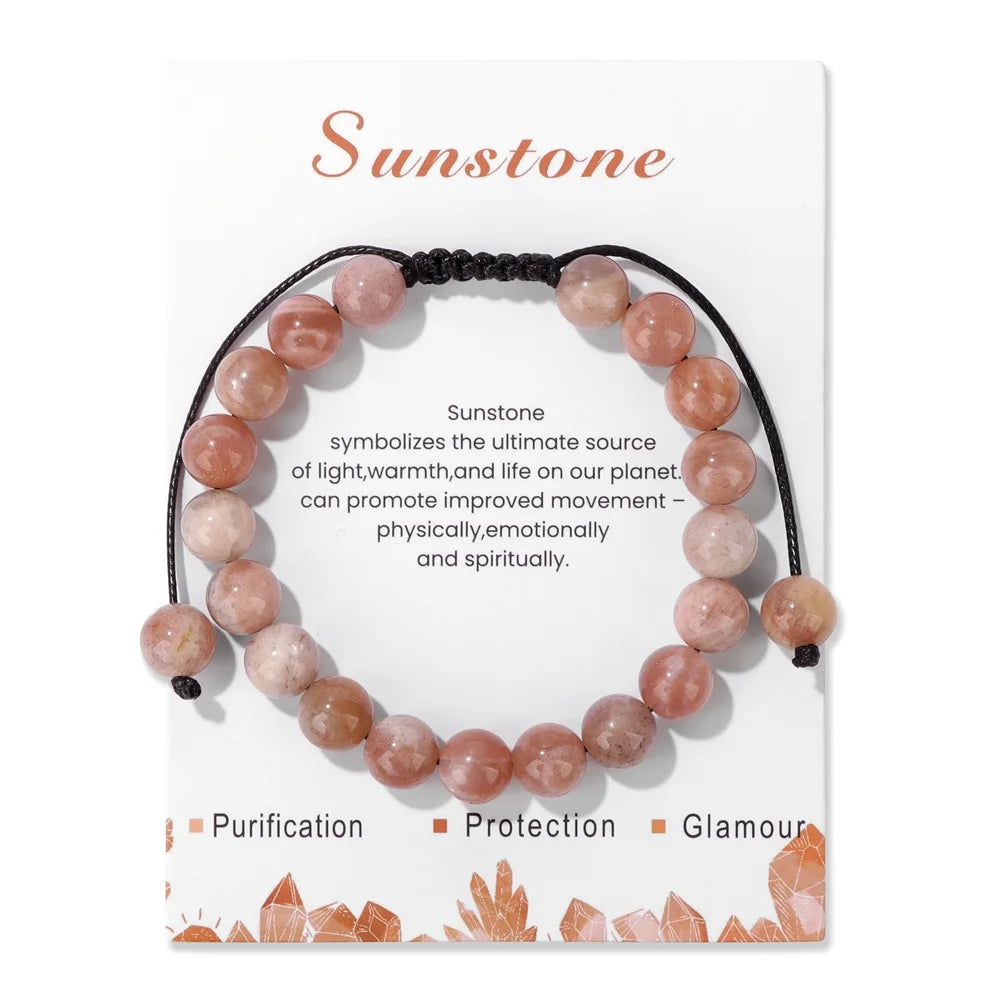 Adjustable Healing Amethysts Bracelets For Women Men Natural Stone 8mm Beads Braided Bracelet Stress Relief Anxiety Jewelry