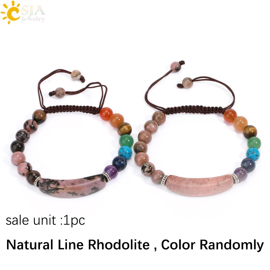 CSJA Women's Natural Stone Crystal Bracelet Love Heart Beaded Sodalite Tiger Eye Rose Quartz Amethyst Friendship G909 ﻿