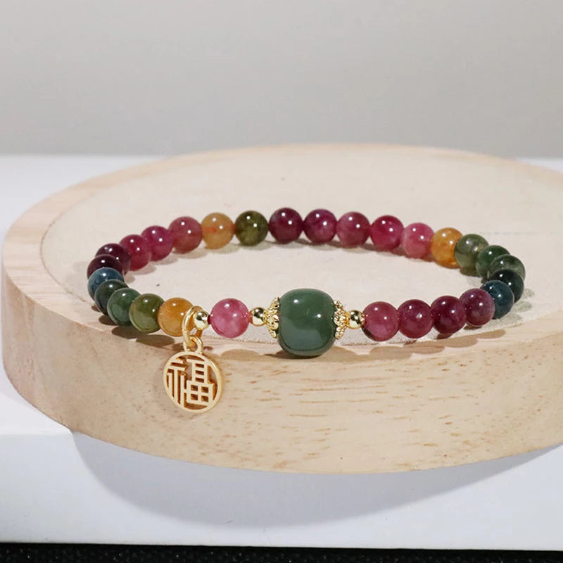 Natural Crystal Stone Beaded Bracelets for Women Anti Anxiety Healing Energy Money Wealth Prosperity Abundance Luck Feng Shui