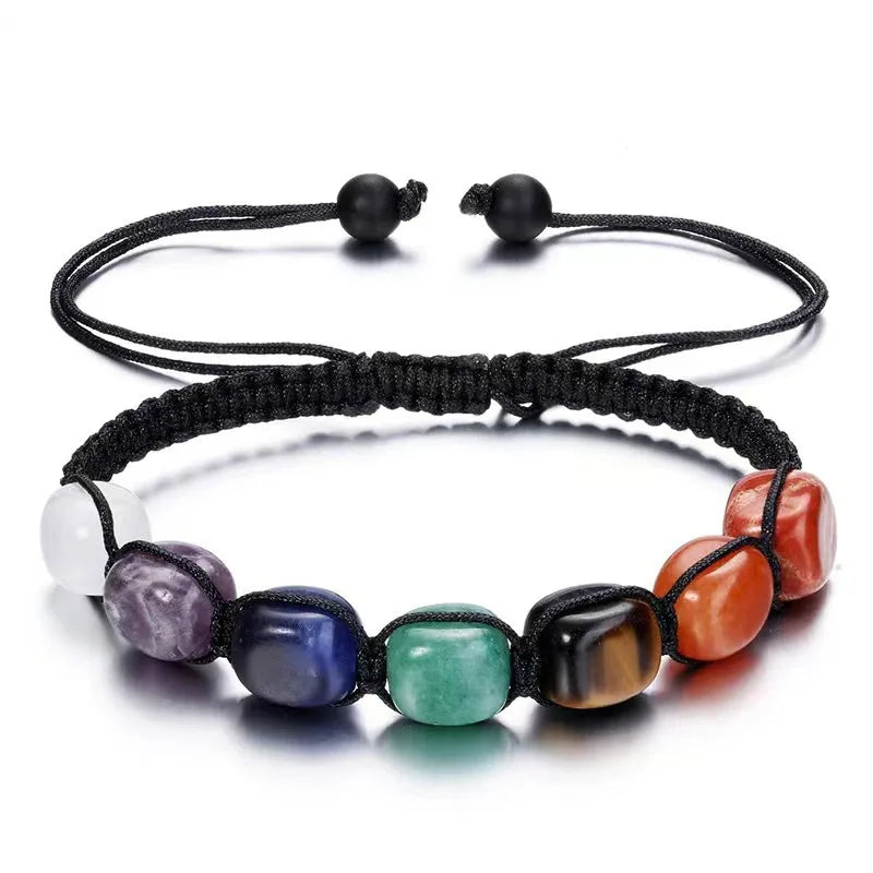 Natural Stone Bracelet for Women 7 Colors Chakra Stones Beads Bracelets Men Lucky Health Hand Jewelry Gifts Adjustable
