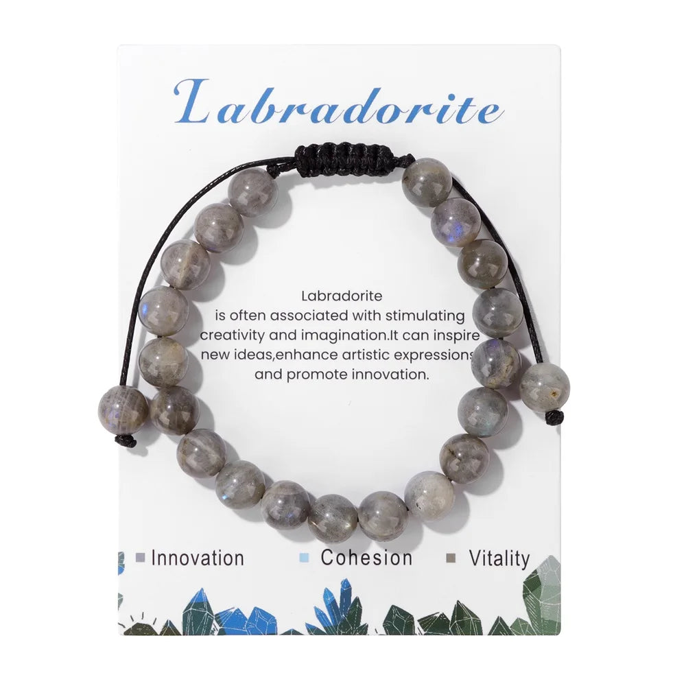 Adjustable Healing Amethysts Bracelets For Women Men Natural Stone 8mm Beads Braided Bracelet Stress Relief Anxiety Jewelry