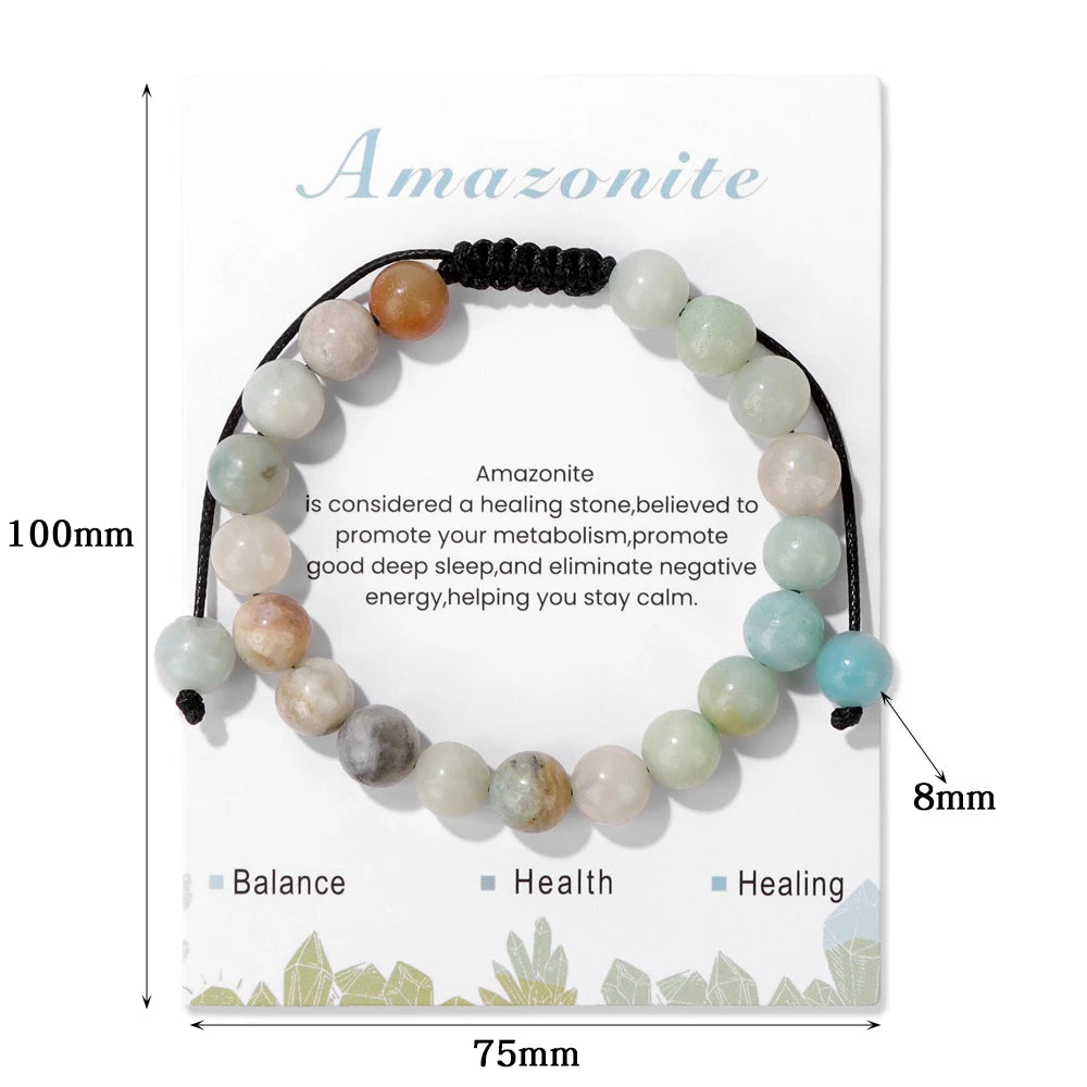 Adjustable Healing Amethysts Bracelets For Women Men Natural Stone 8mm Beads Braided Bracelet Stress Relief Anxiety Jewelry