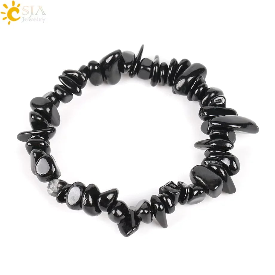 Natural Stone Beads Bracelet for Women Heart Charm Amethysts Crystal Quartzs Tiger Eye Elastic Bangles Reiki Jewelry Gift H543
