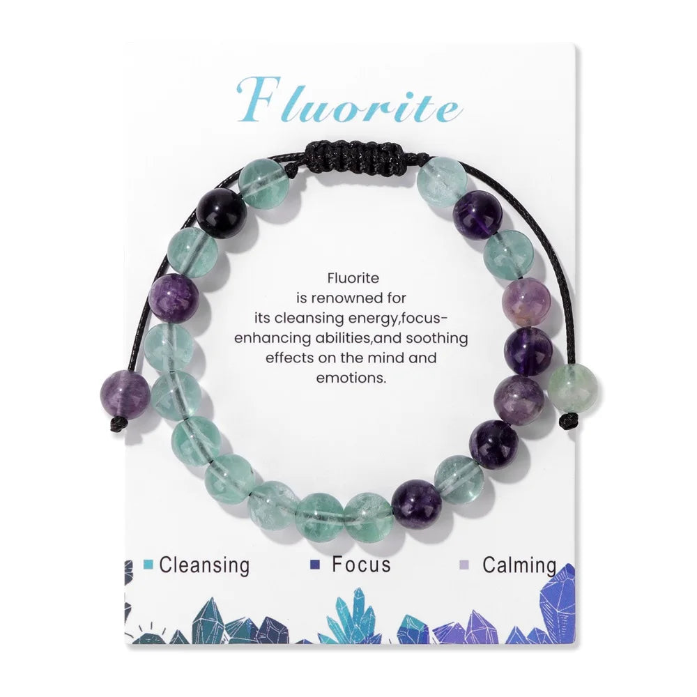 Adjustable Healing Amethysts Bracelets For Women Men Natural Stone 8mm Beads Braided Bracelet Stress Relief Anxiety Jewelry