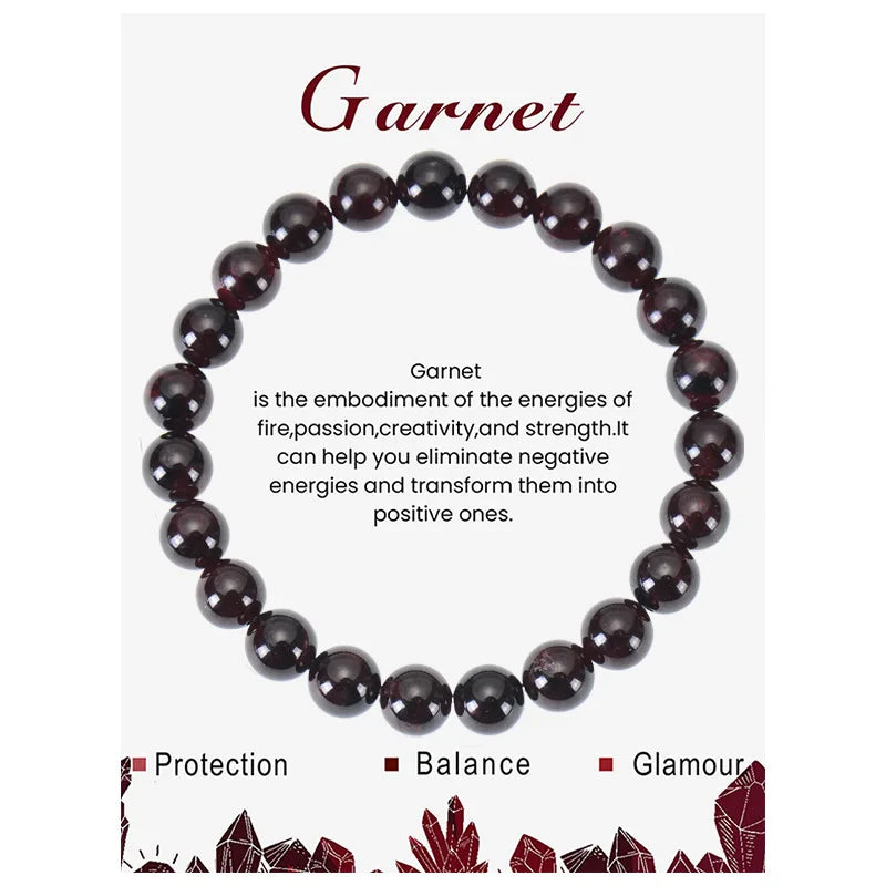 Natural Stone Beaded Bracelets With Card 8mm Apatite Amethysts Carnelian Tiger Eye Stone Stretch Bracelets For Women Men Jewelry