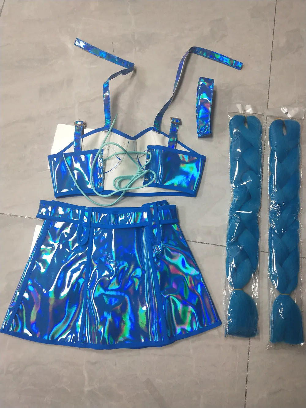 Club Party Carnival Rave Outfit Pink Laser Tops Skirt Team Stage Wear Nightclub Gogo Dancer Costume Festival Performance Clothes