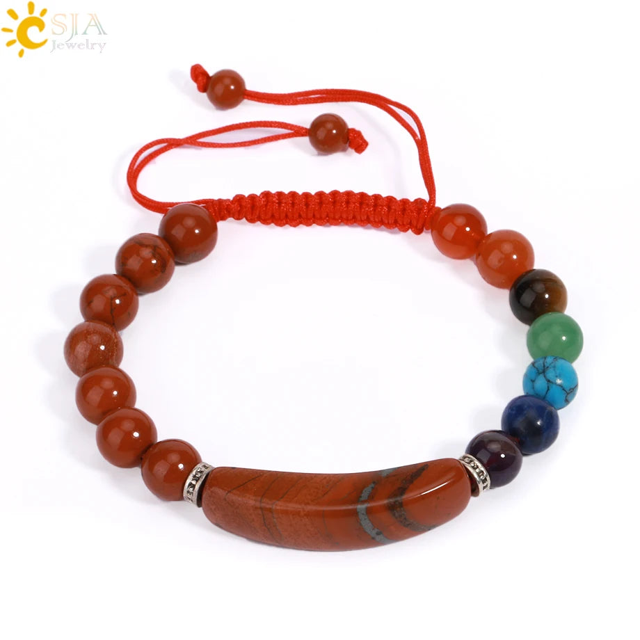 CSJA Women's Natural Stone Crystal Bracelet Love Heart Beaded Sodalite Tiger Eye Rose Quartz Amethyst Friendship G909 ﻿
