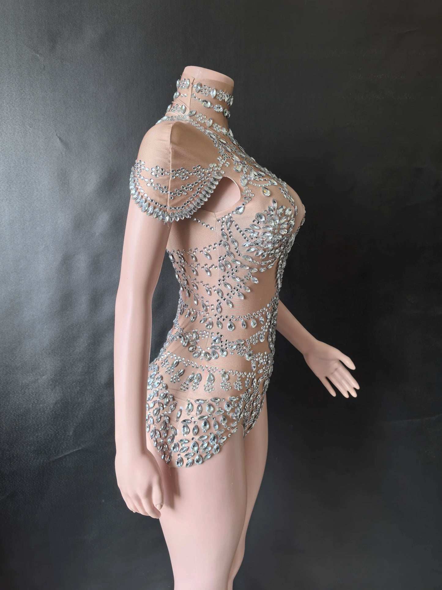 Rhinestones Bodysuit Pole DancePerformance Clothing Party Rave Outfit Clubwear Stretch Drag Queen Costume