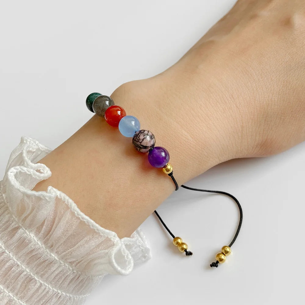 8MM Natural Stone Healthy Bracelet Handmade Beaded Braid Bracelets Adjustable Energy Sleeping Bracelet for Men Women Jewelry
