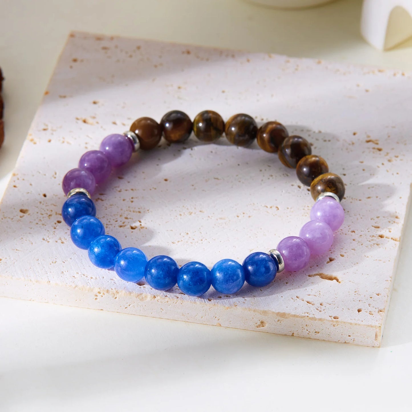 Classic Natural Stone Relieve Stress Anxiety Bracelet for Women Attract Good Luck Protection Tiger Eye Beads Bangles Jewelry