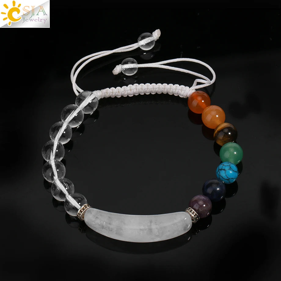 CSJA Women's Natural Stone Crystal Bracelet Love Heart Beaded Sodalite Tiger Eye Rose Quartz Amethyst Friendship G909 ﻿