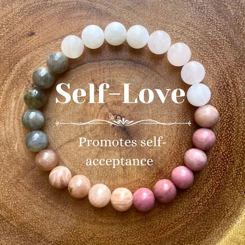 Natural Stone Symbolic Beaded Bracelet Women Men Anxiety Relief Protection Money Spiritual Inner Self-Love Jewelry