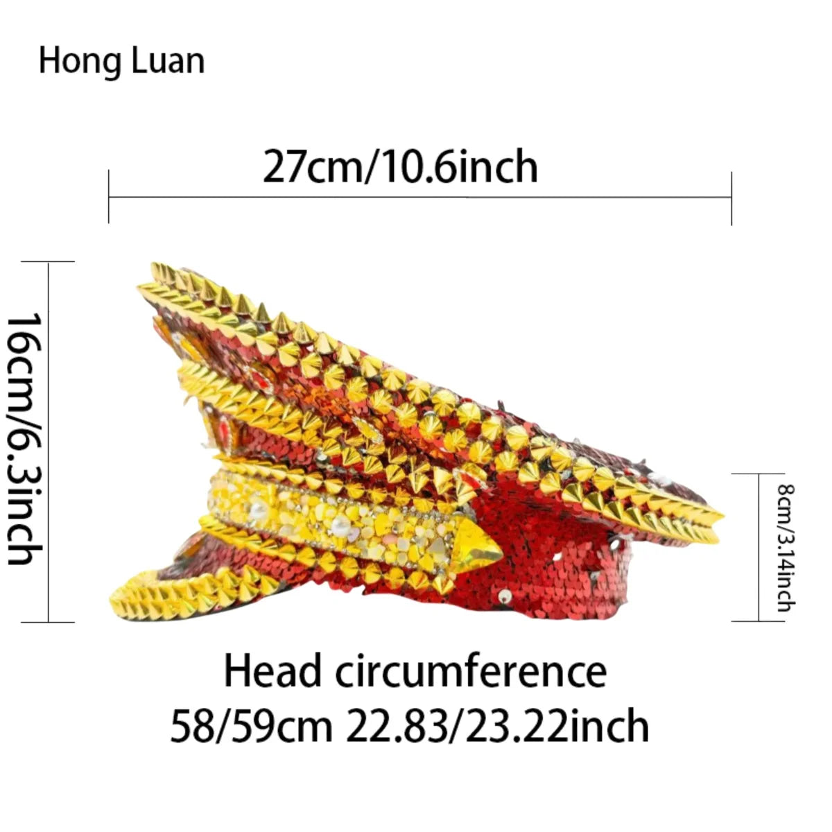 HongLuan Carnival Disco Steampunk Captain Hat Rhinestone for Music Festival Woman, Rave Festivals Accessories ＆ Party Caps Man