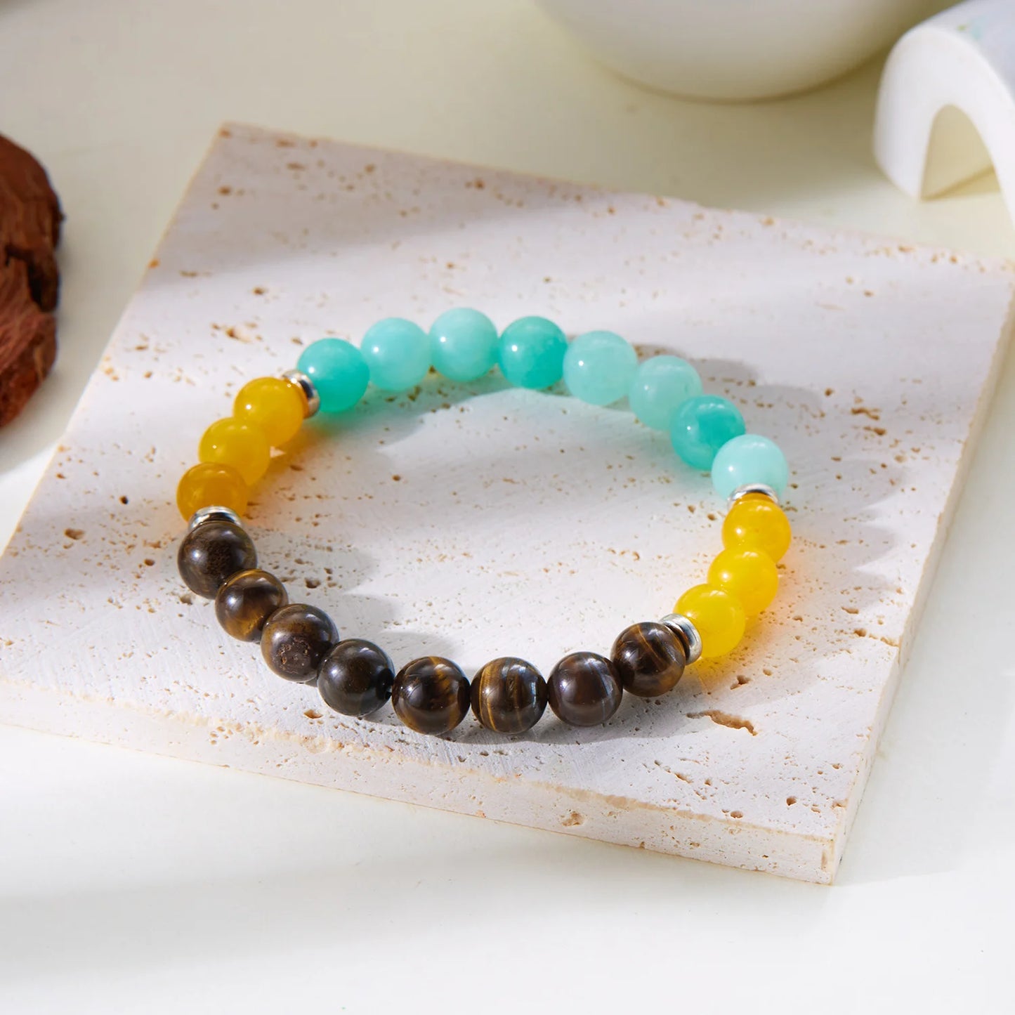 Classic Natural Stone Relieve Stress Anxiety Bracelet for Women Attract Good Luck Protection Tiger Eye Beads Bangles Jewelry