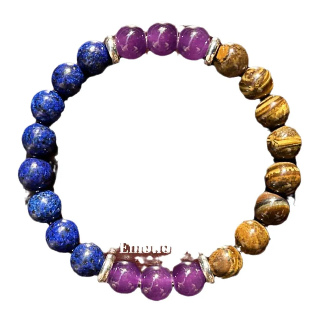 Triple Protection Bracelets for Men, Women Black Obsidian Hematite Tiger Eye Beaded 8mm Natural Stone Bracelet Jewelry Gifts