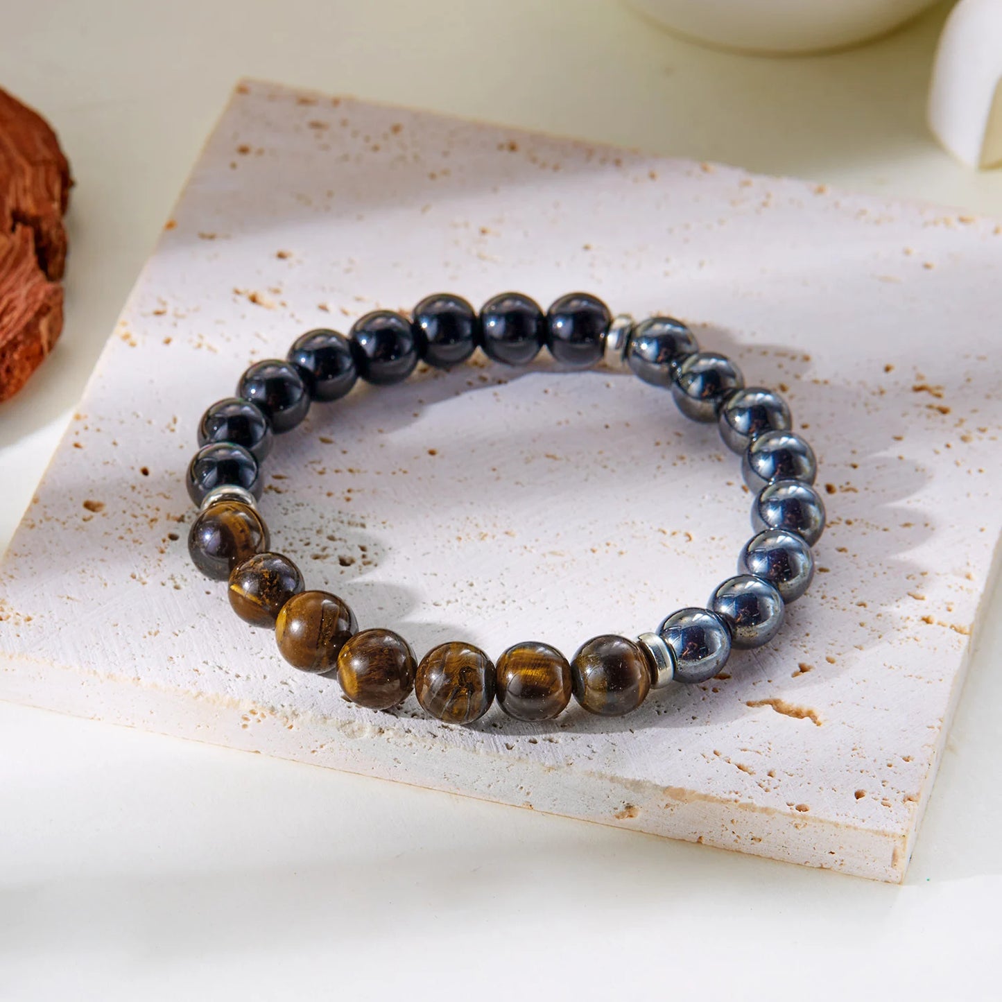 Classic Natural Stone Relieve Stress Anxiety Bracelet for Women Attract Good Luck Protection Tiger Eye Beads Bangles Jewelry