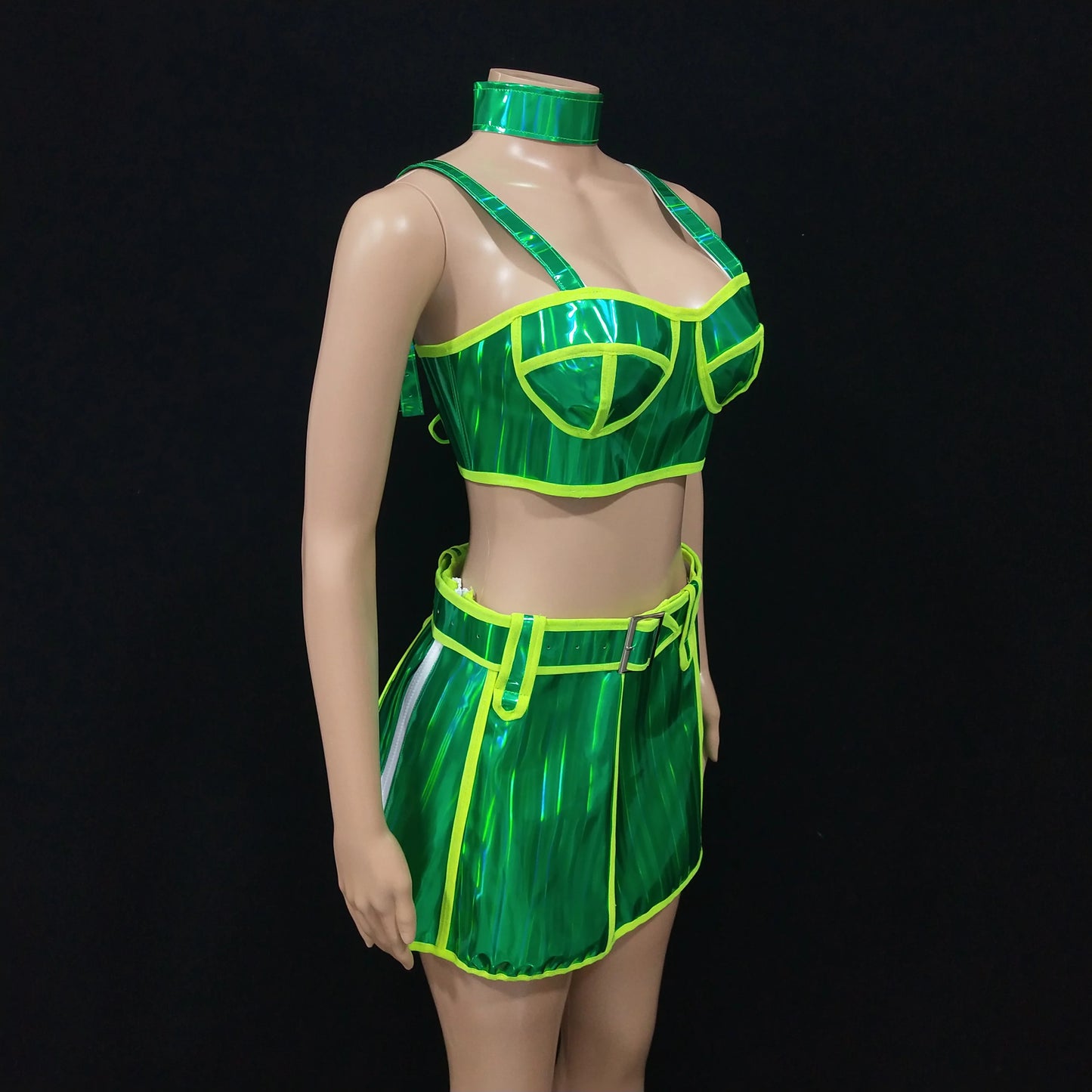 Club Party Carnival Rave Outfit Pink Laser Tops Skirt Team Stage Wear Nightclub Gogo Dancer Costume Festival Performance Clothes