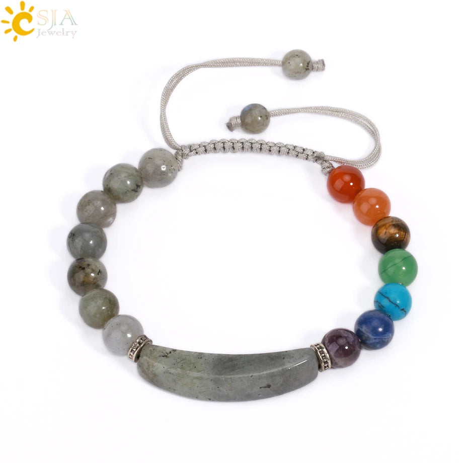 CSJA Women's Natural Stone Crystal Bracelet Love Heart Beaded Sodalite Tiger Eye Rose Quartz Amethyst Friendship G909 ﻿