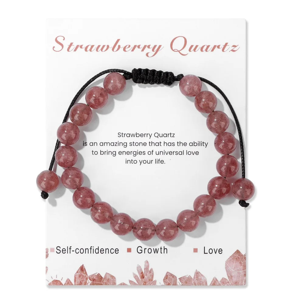 Adjustable Healing Amethysts Bracelets For Women Men Natural Stone 8mm Beads Braided Bracelet Stress Relief Anxiety Jewelry