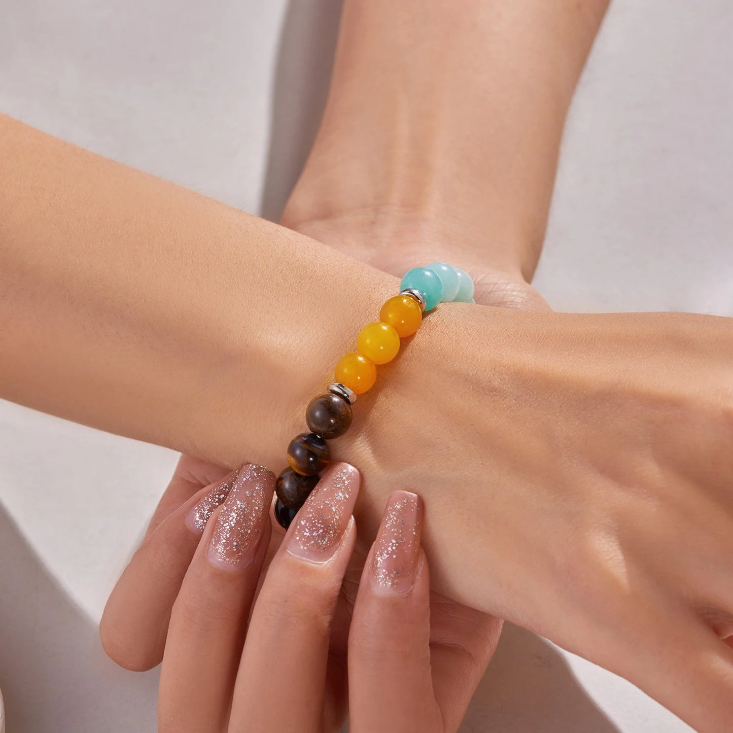 Classic Natural Stone Relieve Stress Anxiety Bracelet for Women Attract Good Luck Protection Tiger Eye Beads Bangles Jewelry