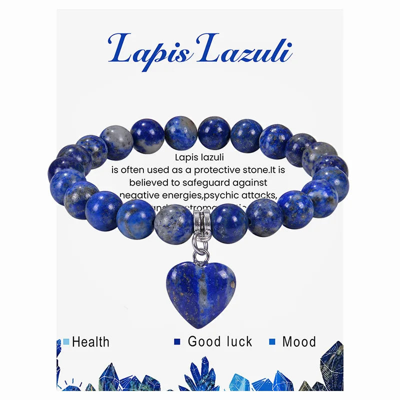 Natural Stone Beaded Bracelets With Card 8mm Apatite Amethysts Carnelian Tiger Eye Stone Stretch Bracelets For Women Men Jewelry
