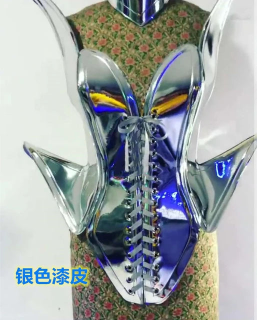 Rave Birthday Party Outfit Stage Costumes Nightclub Dj Singer Gogo Dance Costume Women Festival Clothing Laser Leather Dress