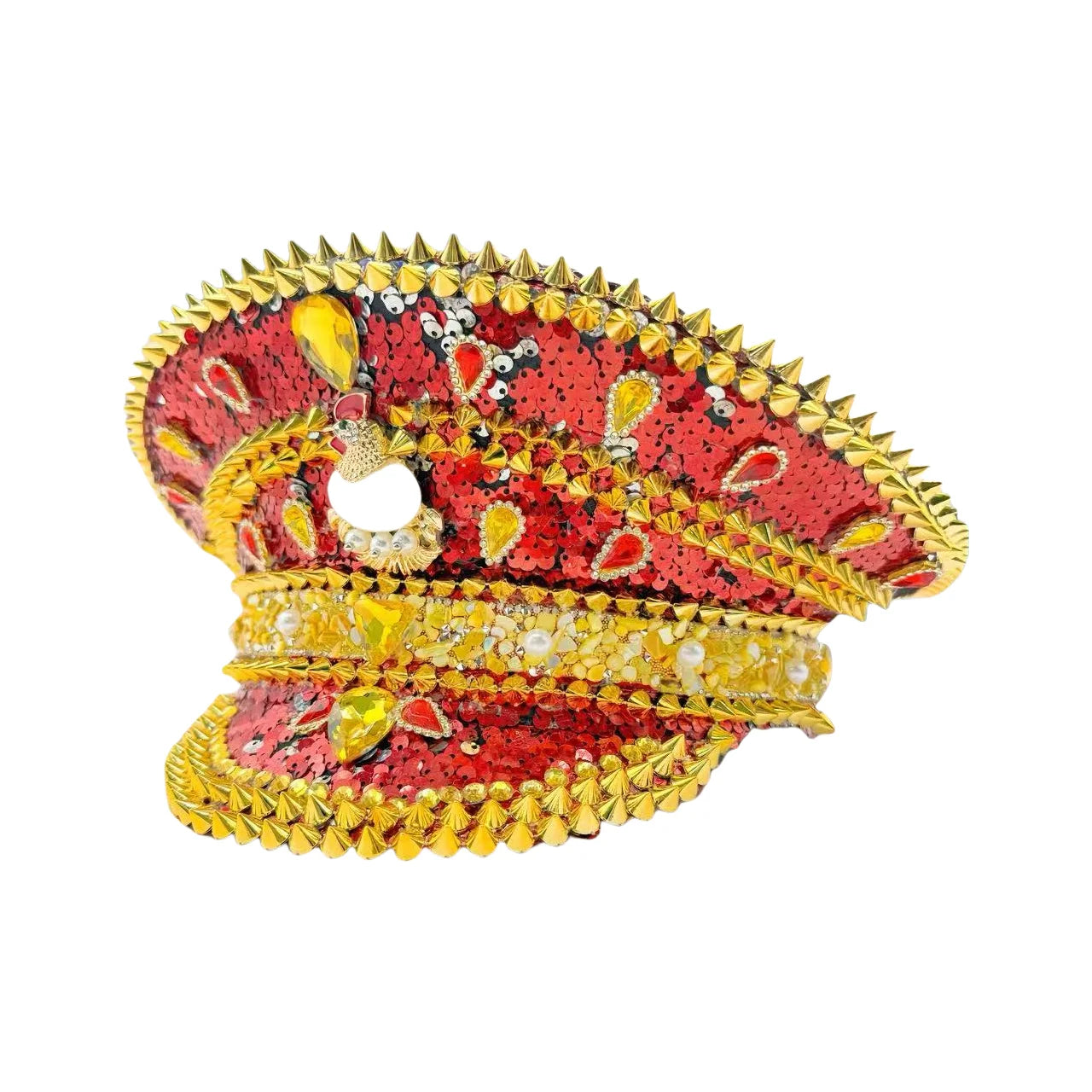 HongLuan Carnival Disco Steampunk Captain Hat Rhinestone for Music Festival Woman, Rave Festivals Accessories ＆ Party Caps Man