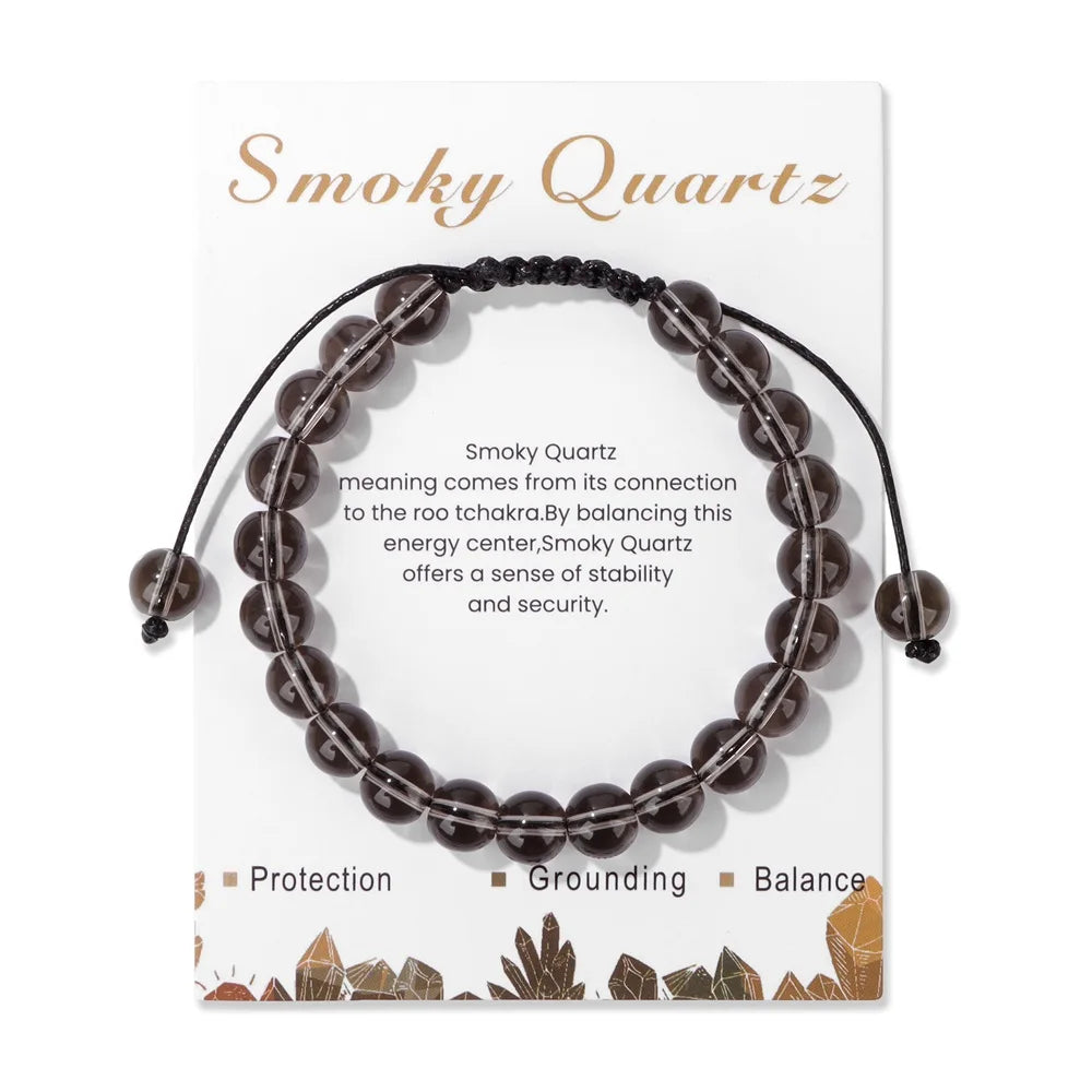 Adjustable Healing Amethysts Bracelets For Women Men Natural Stone 8mm Beads Braided Bracelet Stress Relief Anxiety Jewelry