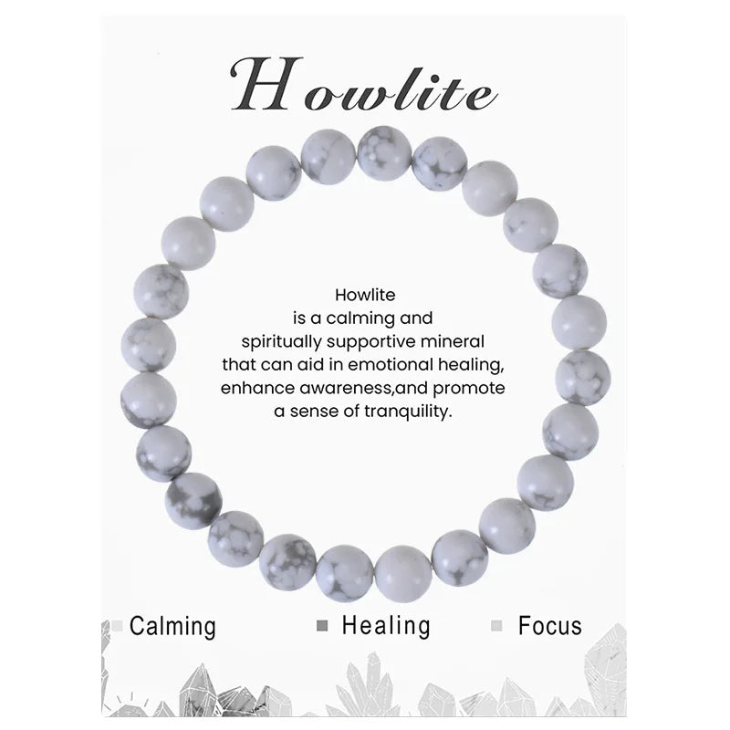 Natural Stone Beaded Bracelets With Card 8mm Apatite Amethysts Carnelian Tiger Eye Stone Stretch Bracelets For Women Men Jewelry