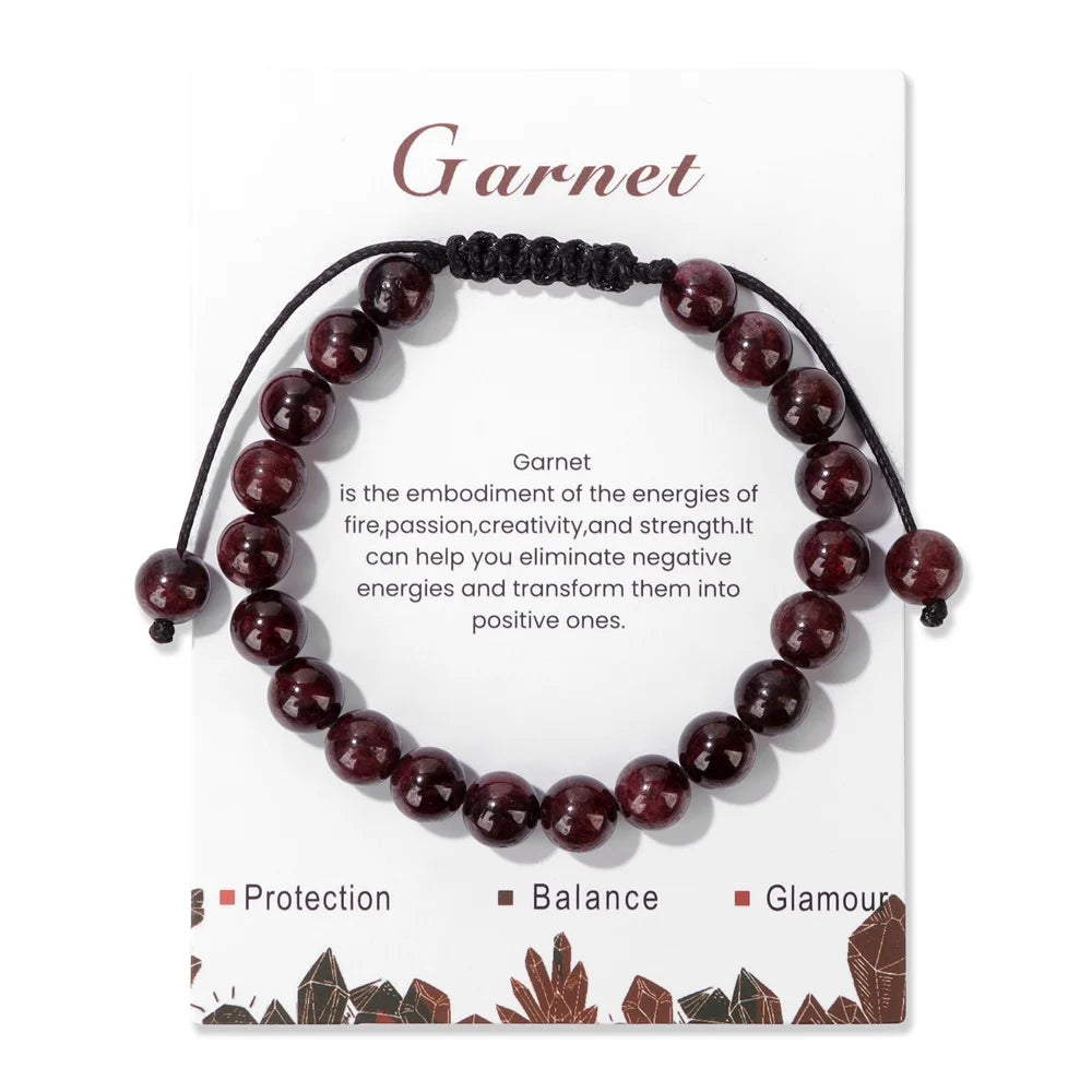 Adjustable Healing Amethysts Bracelets For Women Men Natural Stone 8mm Beads Braided Bracelet Stress Relief Anxiety Jewelry