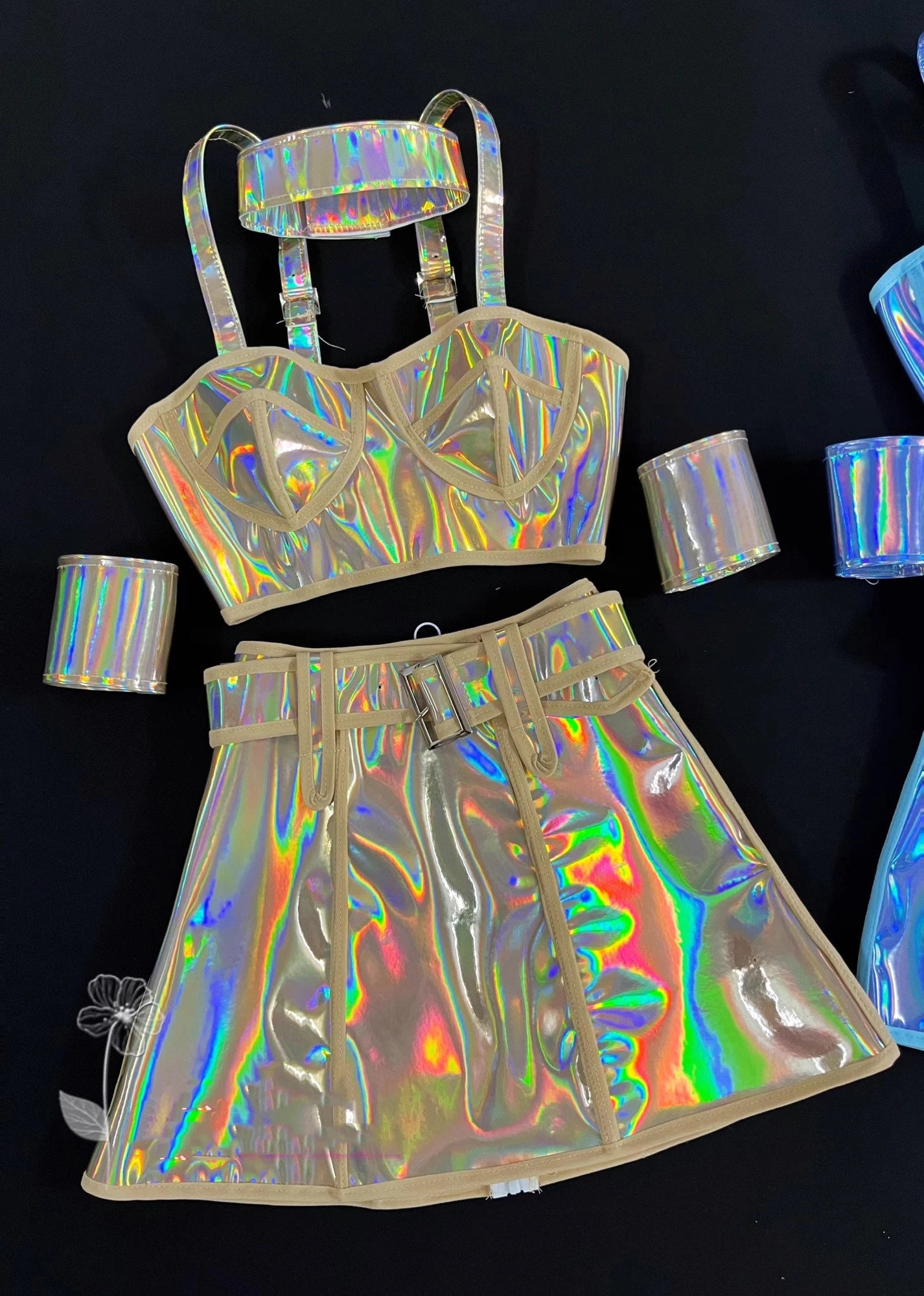 Club Party Carnival Rave Outfit Pink Laser Tops Skirt Team Stage Wear Nightclub Gogo Dancer Costume Festival Performance Clothes