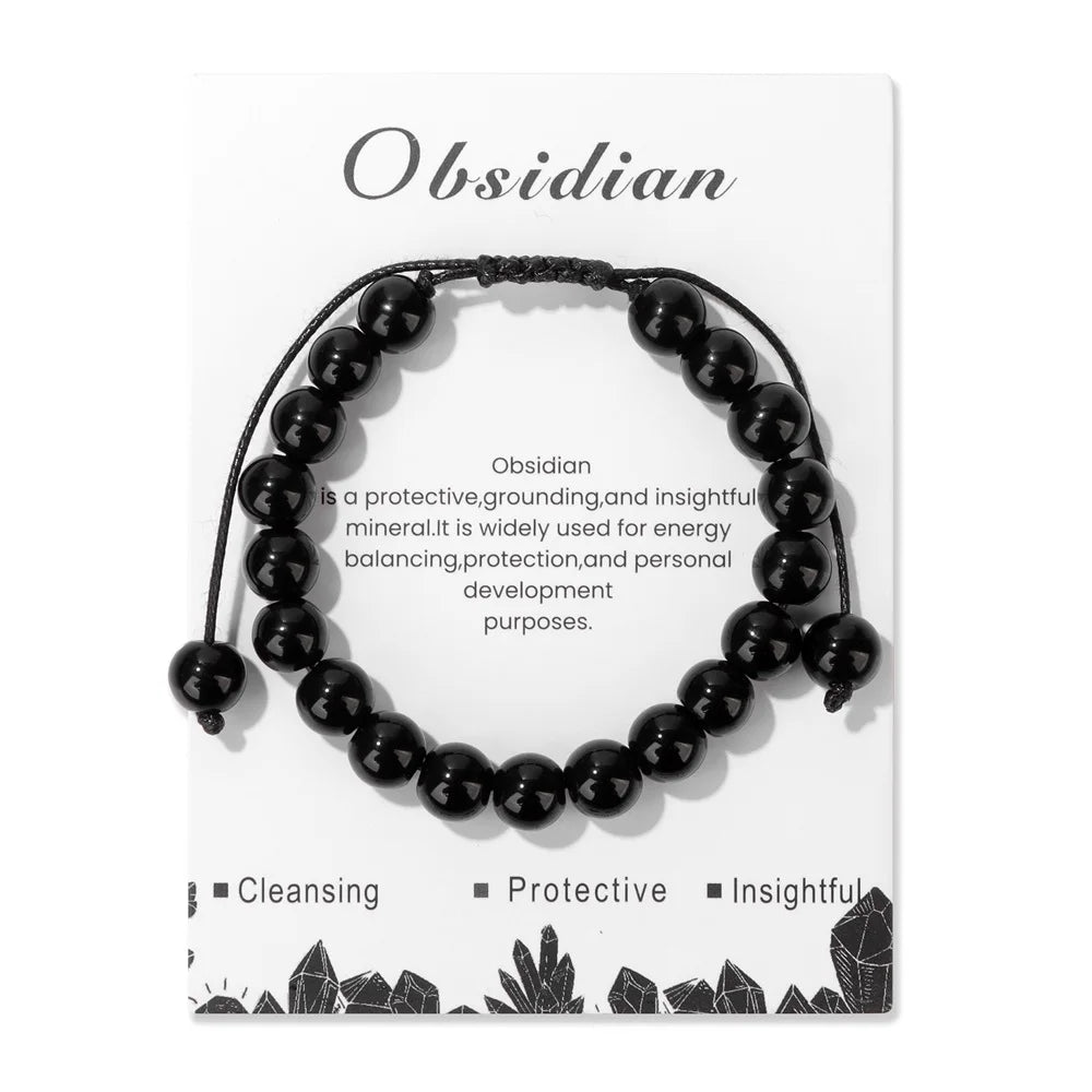 Adjustable Healing Amethysts Bracelets For Women Men Natural Stone 8mm Beads Braided Bracelet Stress Relief Anxiety Jewelry