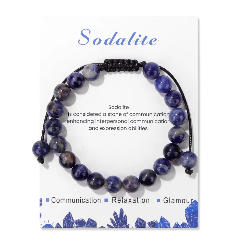 Adjustable Healing Amethysts Bracelets For Women Men Natural Stone 8mm Beads Braided Bracelet Stress Relief Anxiety Jewelry