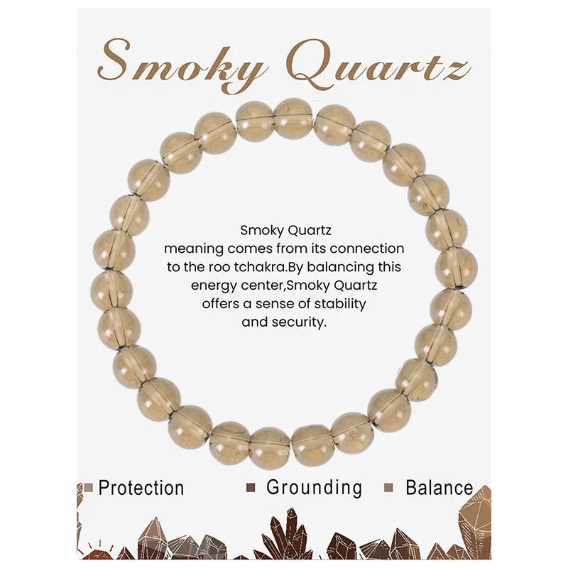 Natural Stone Beaded Bracelets With Card 8mm Apatite Amethysts Carnelian Tiger Eye Stone Stretch Bracelets For Women Men Jewelry